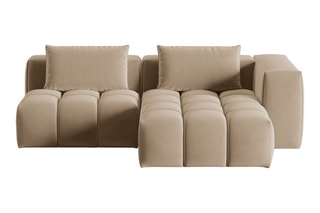 Canapé d'angle droit modulaire Lorella - Sable - 3 places - Revêtement en velours