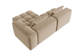 Canapé d'angle droit modulaire Lorella - Sable - 3 places - Revêtement en velours