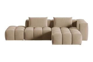 Canapé d'angle droit modulaire Lorella - Sable - 4 places - Revêtement en velours