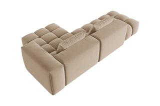 Canapé d'angle droit modulaire Lorella - Sable - 4 places - Revêtement en velours