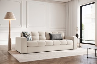 Canapé Yohan - Beige clair - 3 places - En polyester - Toucher doux