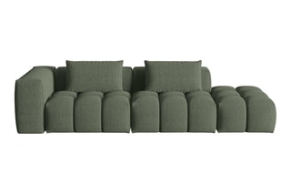 Canapé modulable droit Lorella - Vert olive - 3 places - Revêtement en tissu