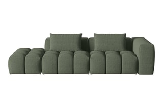 Canapé modulable gauche Lorella - Vert olive - 3 places - Revêtement en tissu