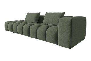 Canapé modulable gauche Lorella - Vert olive - 3 places - Revêtement en tissu