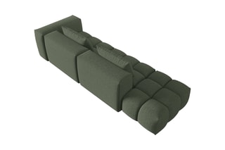 Canapé modulable gauche Lorella - Vert olive - 3 places - Revêtement en tissu