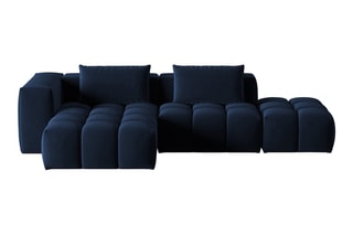 Canapé d'angle gauche modulaire Lorella - Bleu roi - 4 places - Revêtement en velours