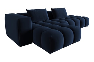 Canapé d'angle gauche modulaire Lorella - Bleu roi - 4 places - Revêtement en velours