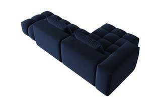 Canapé d'angle gauche modulaire Lorella - Bleu roi - 4 places - Revêtement en velours