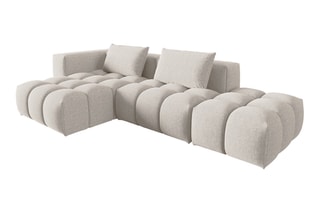 Canapé d'angle gauche modulaire Lorella - Beige - 4 places - Revêtement en tissu structurel
