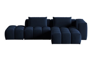 Canapé d'angle droit modulaire Lorella - Bleu roi - 4 places - Revêtement en velours