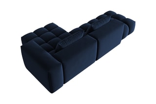 Canapé d'angle droit modulaire Lorella - Bleu roi - 4 places - Revêtement en velours