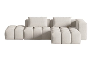 Canapé d'angle droit modulaire Lorella - Beige - 4 places - Revêtement en tissu structurel