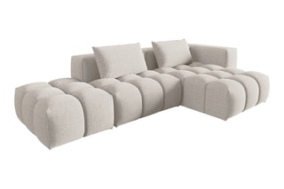 Canapé d'angle droit modulaire Lorella - Beige - 4 places - Revêtement en tissu structurel