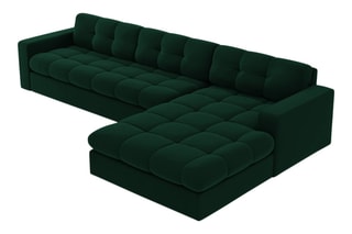 Canapé d’angle droit Yohan - Vert bouteille - 4 places - Toucher velours