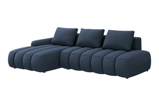 Canapé d'angle gauche convertible Simona - Bleu marine - 4 places - En polyester