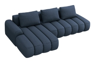 Canapé d'angle gauche convertible Simona - Bleu marine - 4 places - En polyester