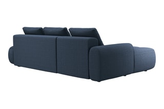 Canapé d'angle gauche convertible Simona - Bleu marine - 4 places - En polyester