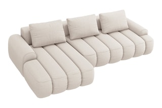 Canapé d'angle gauche convertible Simona - Beige - 3 places - En polyester