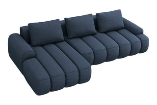 Canapé d'angle gauche convertible Simona - Bleu - 3 places - En polyester