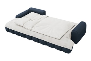 Canapé d'angle gauche convertible Simona - Bleu - 3 places - En polyester