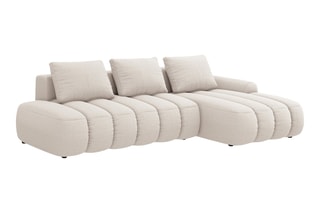 Canapé d'angle droit convertible Simona - Beige - 4 places - En polyester