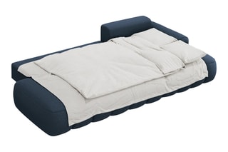 Canapé d'angle droit convertible Simona - Bleu marine - 4 places - En polyester