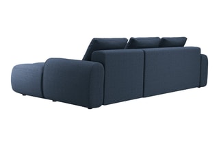 Canapé d'angle droit convertible Simona - Bleu marine - 3 places - En polyester