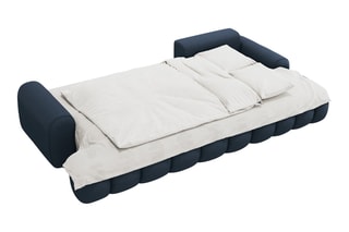 Canapé d'angle droit convertible Simona - Bleu marine - 3 places - En polyester