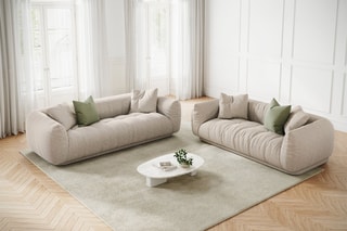 Canapé Julia - Beige - 3 places - En tissu structurel
