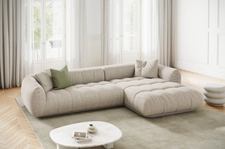 Canapé d’angle droit modulaire Julia - Beige - 3 places - En polyester et nylon