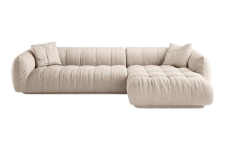 Canapé d’angle droit modulaire Julia - Beige - 3 places - En polyester et nylon