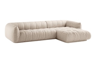 Canapé d’angle droit modulaire Julia - Beige - 3 places - En polyester et nylon
