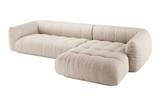 Canapé d’angle droit modulaire Julia - Beige - 3 places - En polyester et nylon