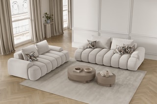 Canapé Simona - Beige - 3 places - En polyester