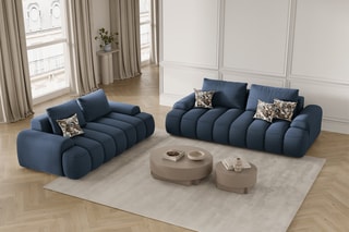 Canapé Simona - Bleu marine - 3 places - En polyester