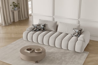 Canapé convertible Simona - Beige - 4 places - En polyester
