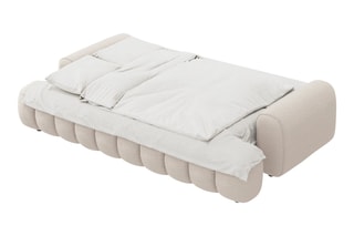 Canapé convertible Simona - Beige - 4 places - En polyester