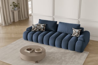 Canapé convertible Simona - Bleu marine - 4 places - En polyester