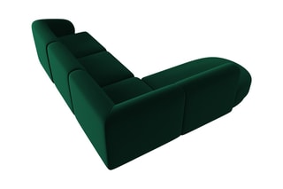 Canapé d'angle gauche modulaire Lionel - Vert bouteille