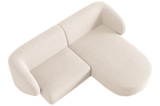 Canapé d’angle droit modulaire Lionel - Beige clair - 3 places - En tissu chenille