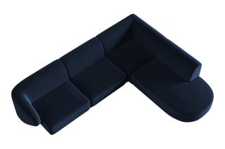 Canapé d’angle droit Lionel - Bleu roi - 5 places - En tissu velours