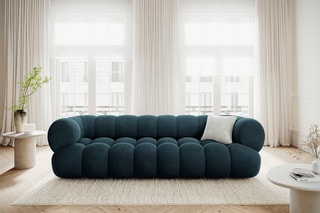 Canapé modulaire Maurice - Bleu pétrole - 4 places - Toucher velours