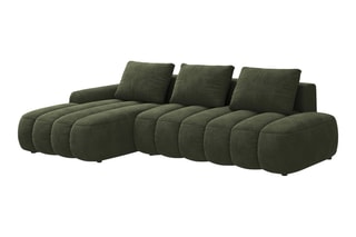Canapé d'angle gauche convertible Simona - Vert - 4 places - Toucher velours