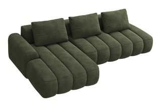 Canapé d'angle gauche convertible Simona - Vert - 4 places - Toucher velours