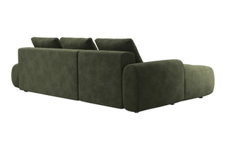 Canapé d'angle gauche convertible Simona - Vert - 4 places - Toucher velours
