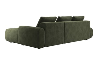 Canapé d'angle droit convertible Simona - Kaki - 4 places - Toucher velours