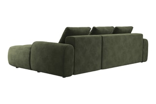 Canapé d'angle droit convertible Simona - Bleu marine - 3 places - Toucher velours