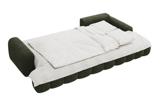 Canapé d'angle droit convertible Simona - Bleu marine - 3 places - Toucher velours
