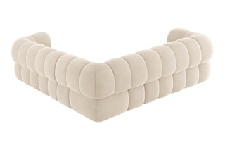 Canapé d'angle modulaire Maurice - Beige clair - 5 places - Toucher velours