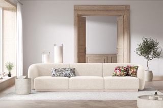 Canapé modulaire Lionel - Beige clair - 3 places - Toucher tissu chenille
